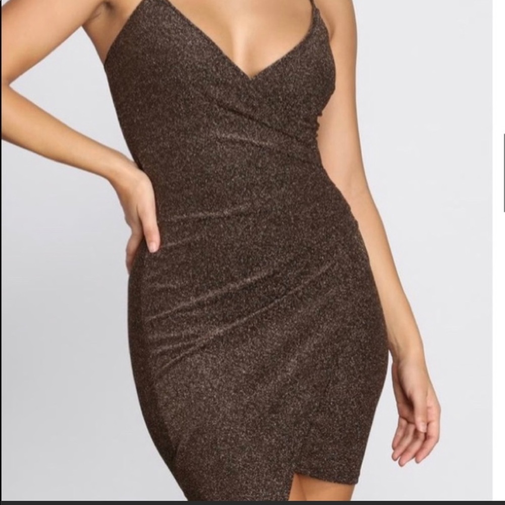 Windsor mauve glitter mini party dress size L - Picture 2 of 6